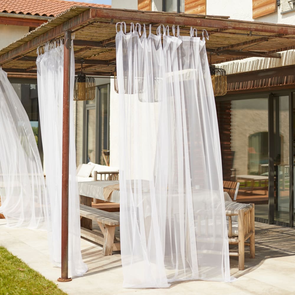 Voilage moustiquaire à nouettes polyester blanc 300x280 cm