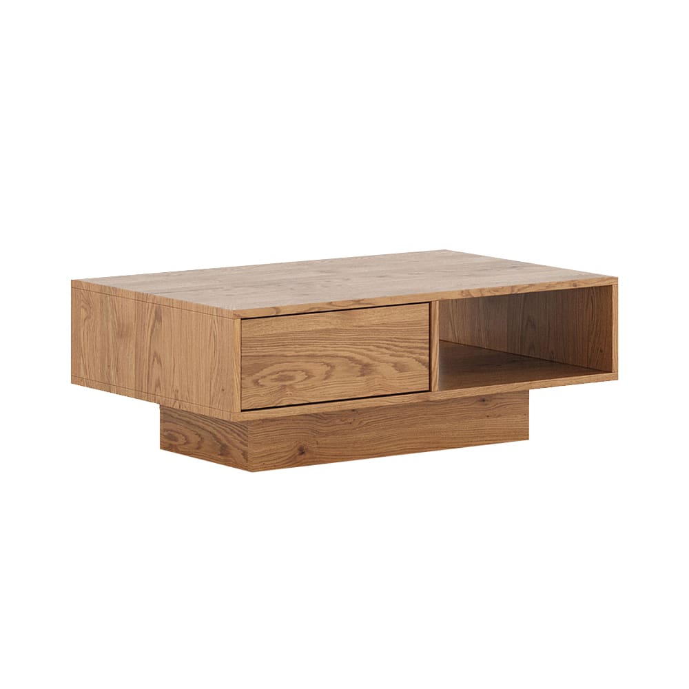Feldmann-Wohnen Couchtisch mit Schublade aus Massivholz 110x70x40cm, wildeiche natur style modern Braun