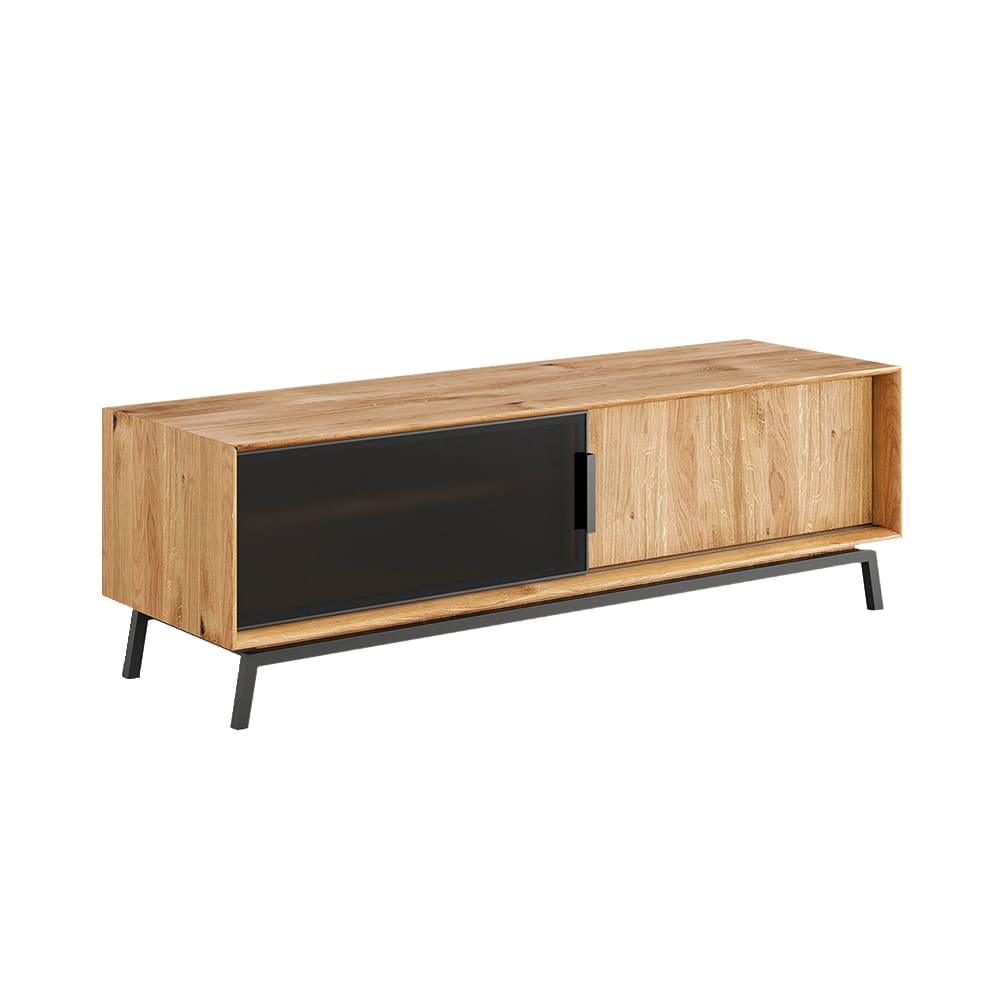 Feldmann-Wohnen Lowboard mit Schiebetüren aus Massivholz 200x50x52cm, eiche natur style modern Braun