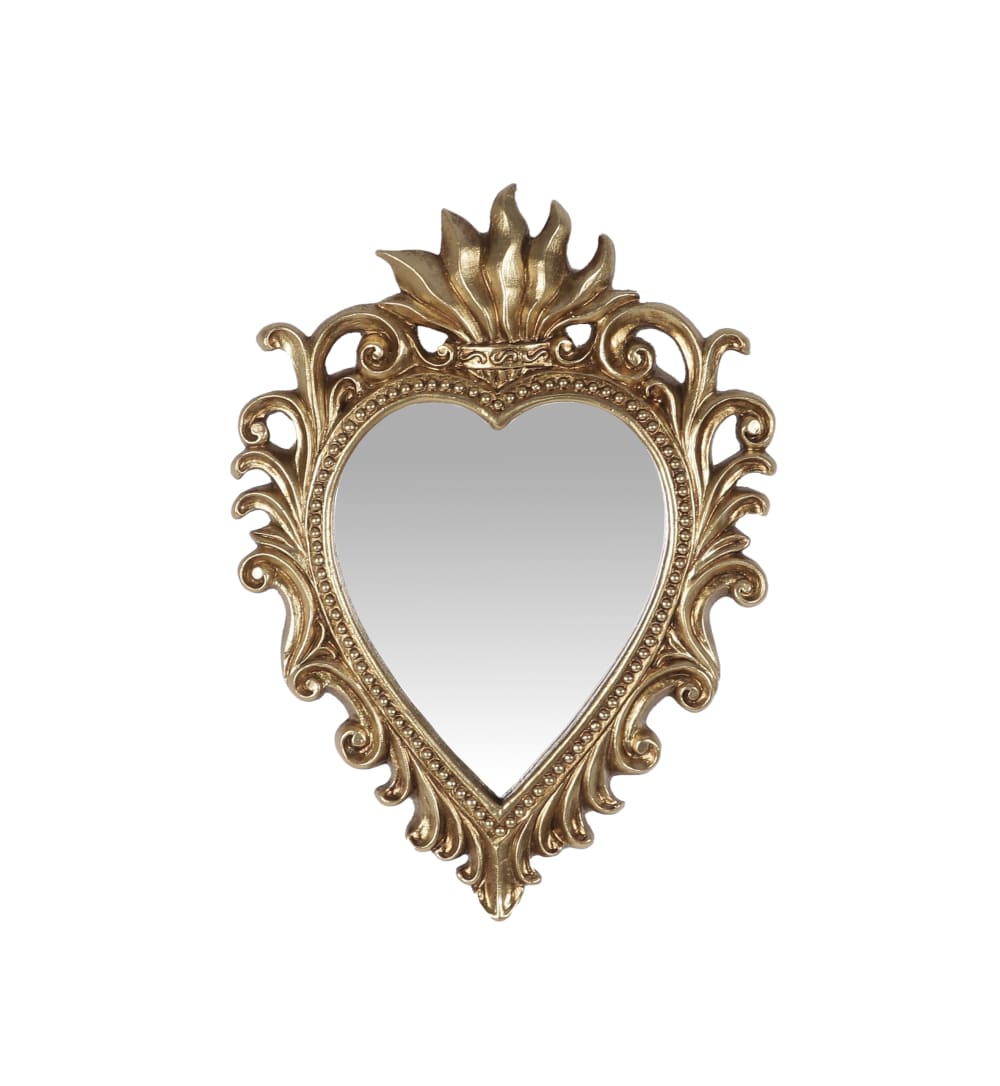 Déco murale ex-voto doré miroir 15.5x11cm