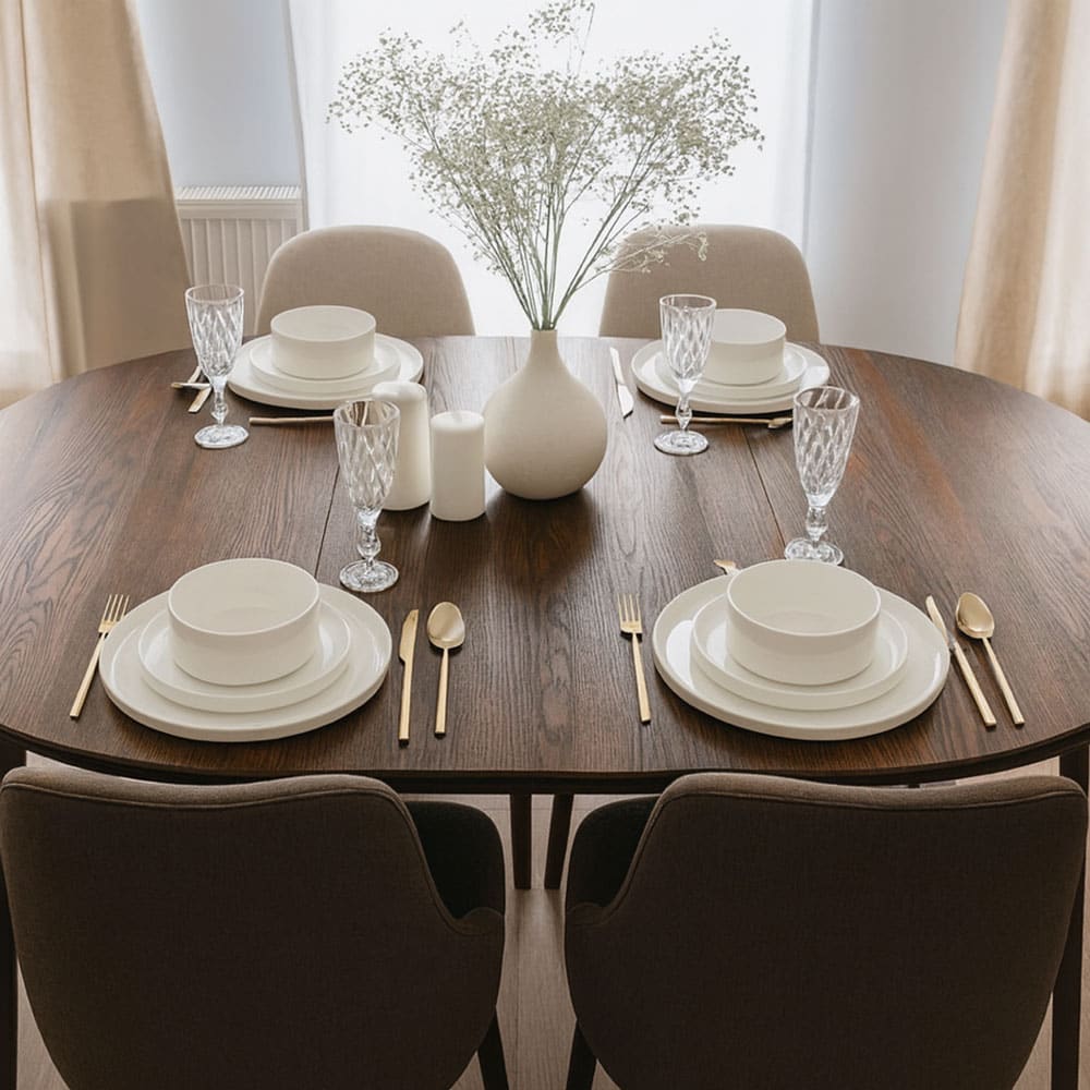 Esstisch ausziehbar aus Massivholz, 90-190x90x74,5cm, eiche tabak