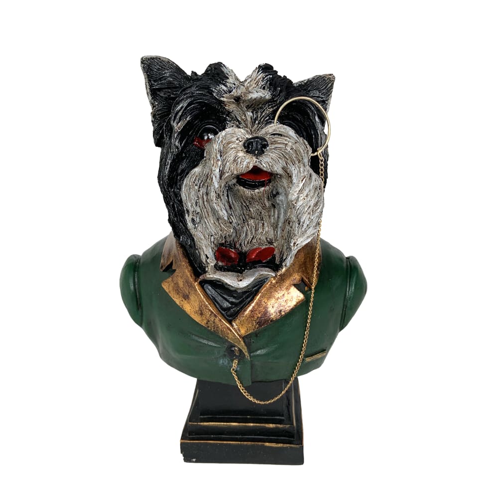 Statue buste chien monocle 17x12x25cm multicolore Statue buste chien monocle 17x12x25cm multicolore