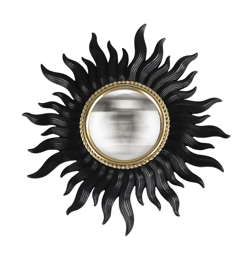 Miroir convexe soleil noir et doré 26cm