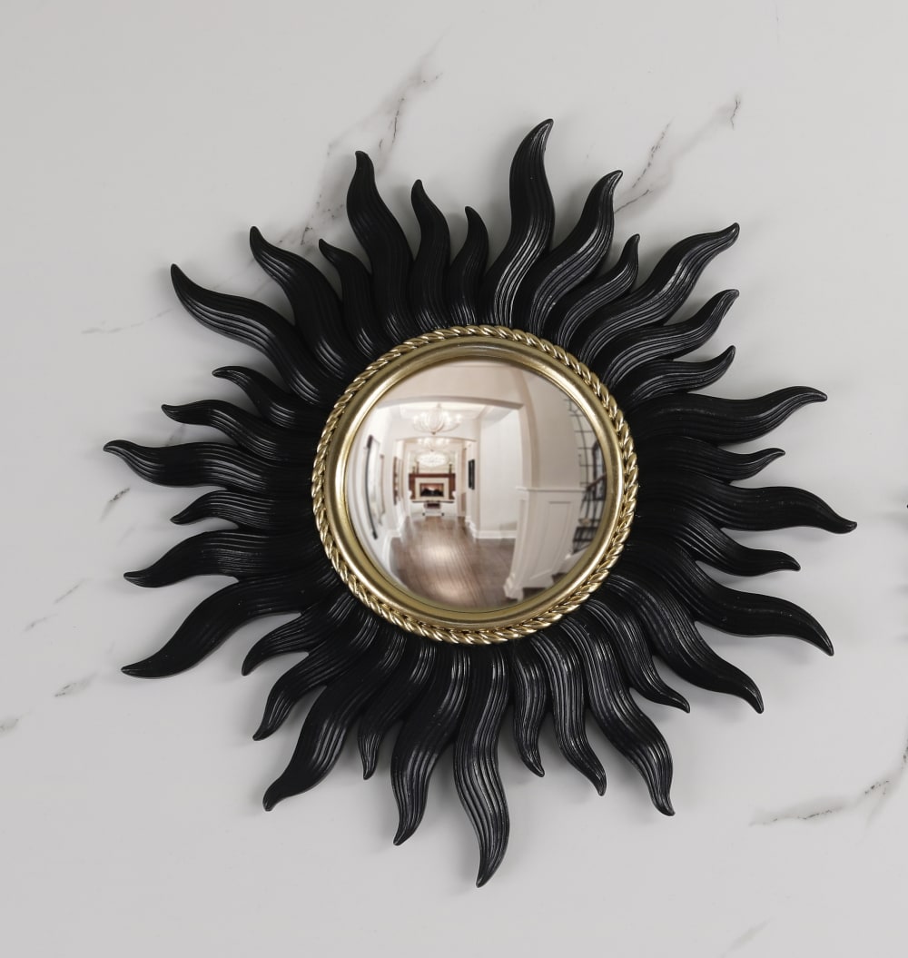Miroir convexe soleil noir et doré 26cm - Maisons du Monde