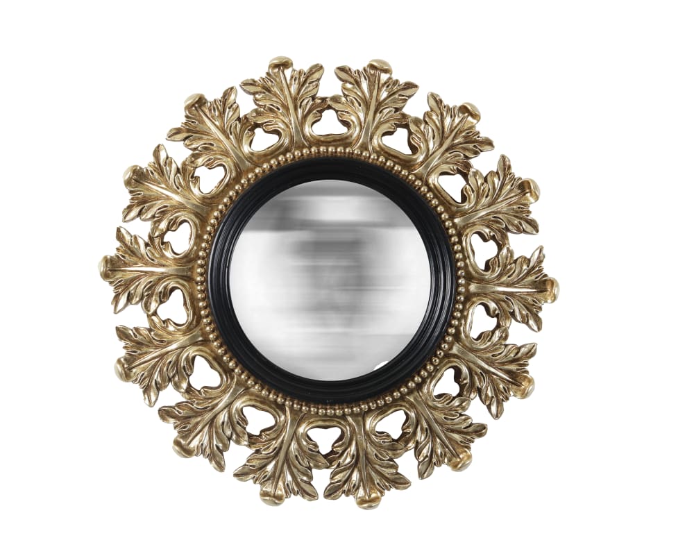 Miroir convexe noir et doré 20.5cm