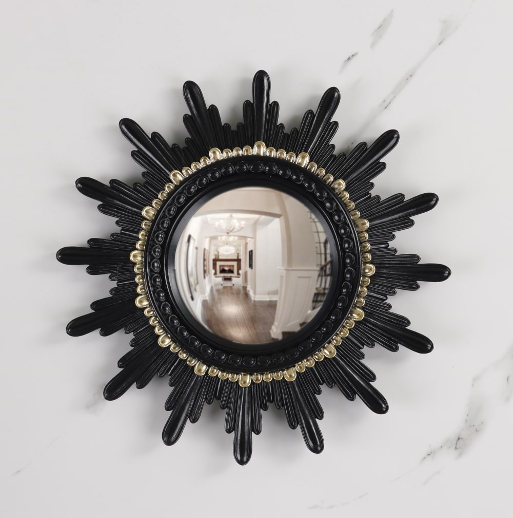 Miroir convexe soleil noir et doré 20.3cm - Maisons du Monde