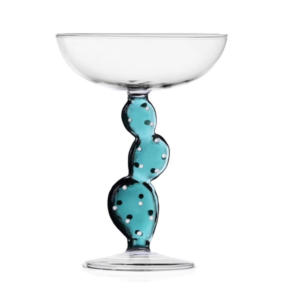 Verre à champagne cactus turquoise