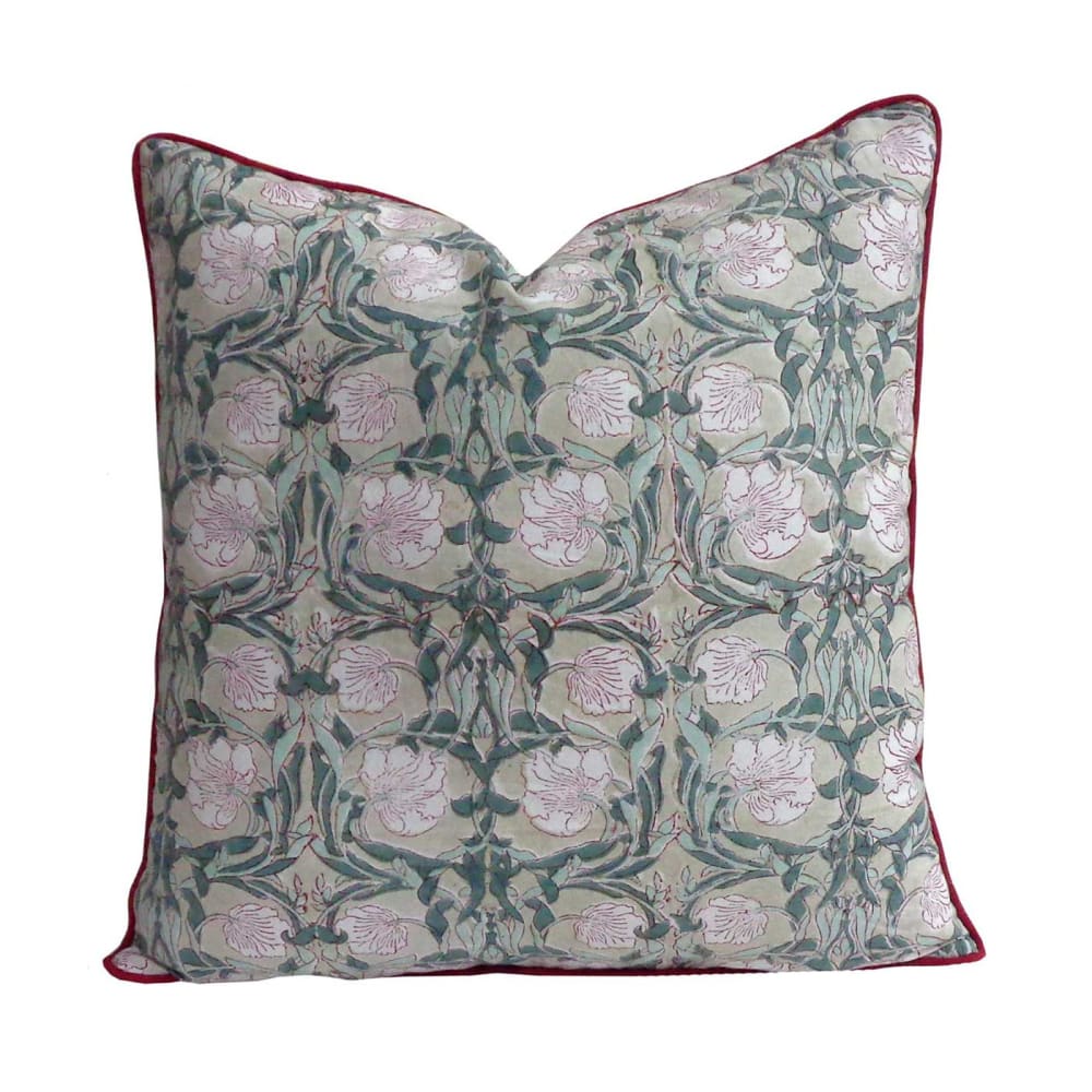 Housse de coussin imprimé vert