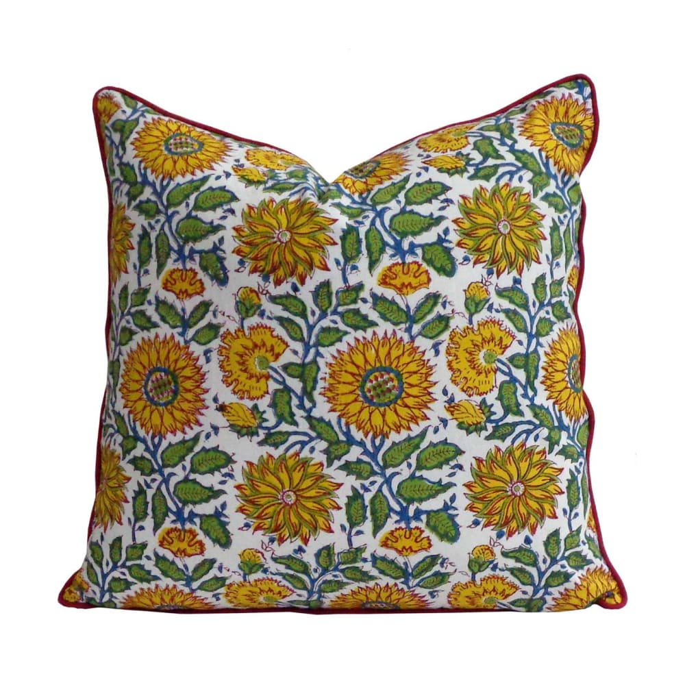 Housse de coussin imprimé jaune