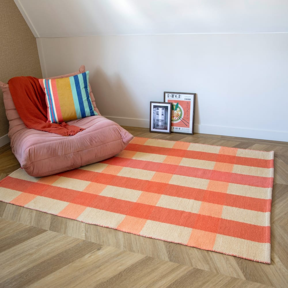 Tapis kilim beige, corail — vue 3