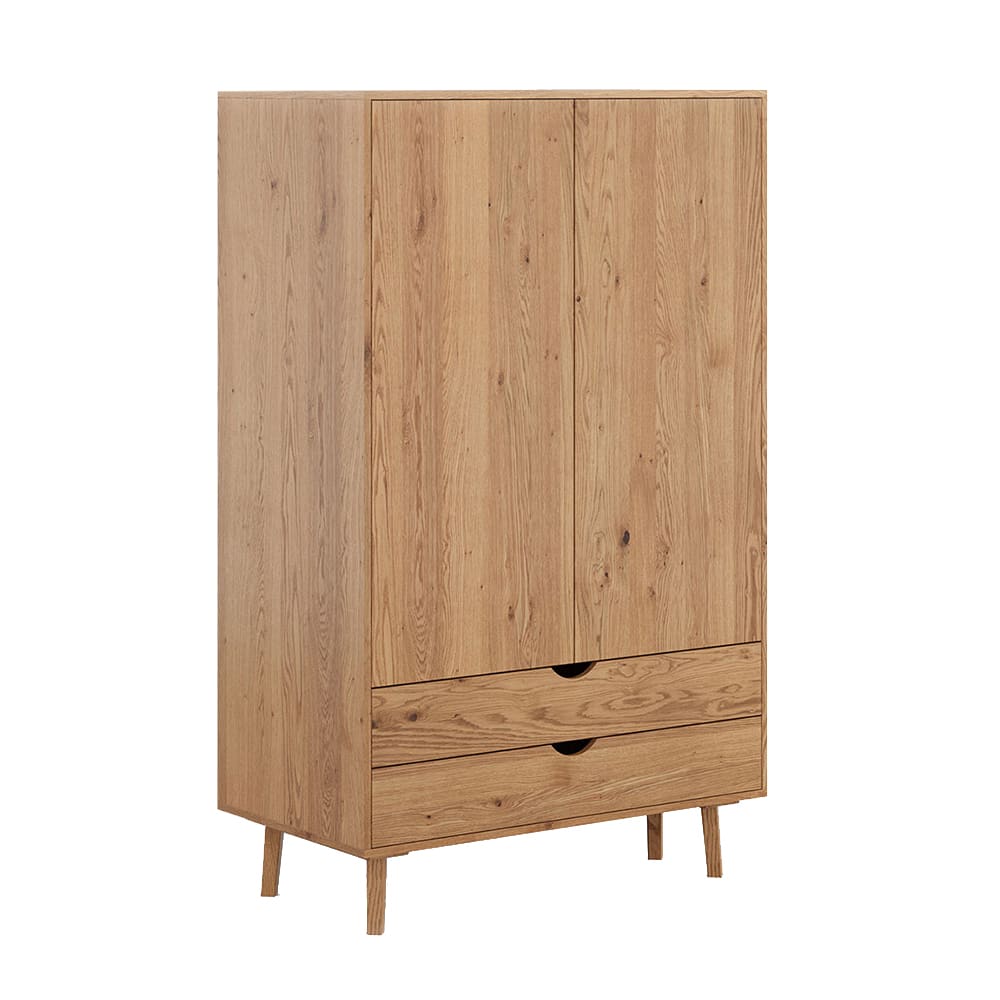 Feldmann-Wohnen Kleiderschrank mit Türen aus Massivholz 110x60x180cm, eiche natur style modern Braun