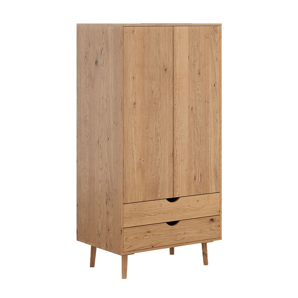 Feldmann-Wohnen Kleiderschrank mit Türen aus Massivholz 90x60x180cm, eiche natur style modern Braun