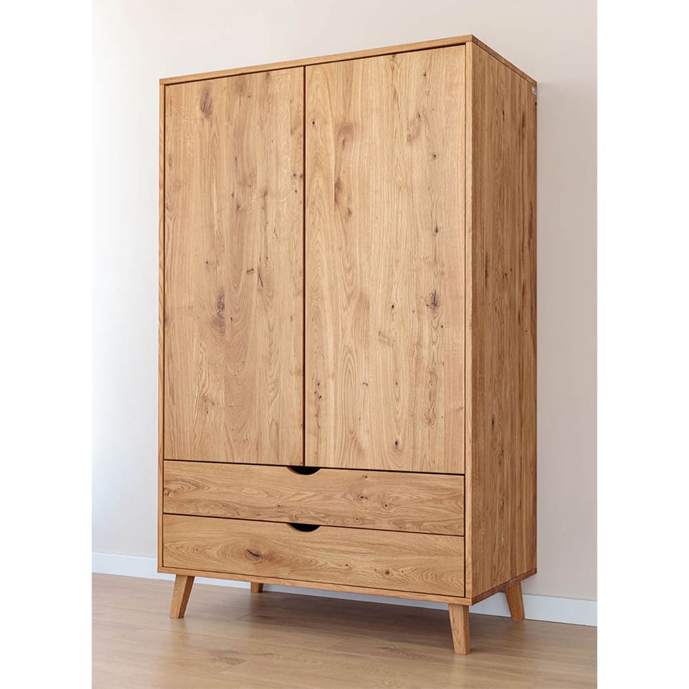 Kleiderschrank mit Türen aus Massivholz 90x60x180cm, eiche natur