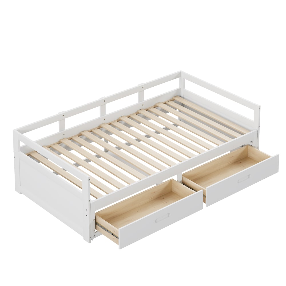 Canapé convertible 90x200 cm en pin blanc avec lit escamotable Canapé convertible 90x200 cm en pin blanc avec lit escamotable