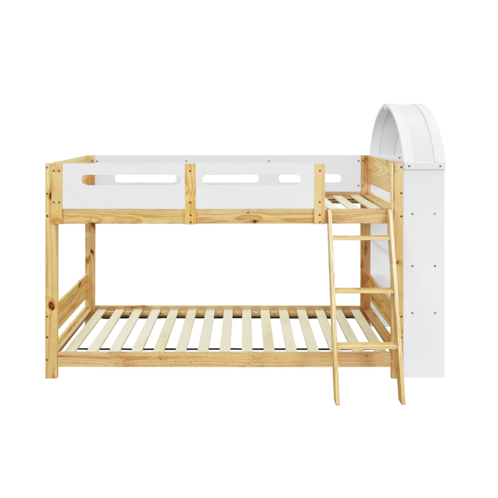 Etagenbett aus Kiefer mit Regal und Trittleiter 90x200 cm,