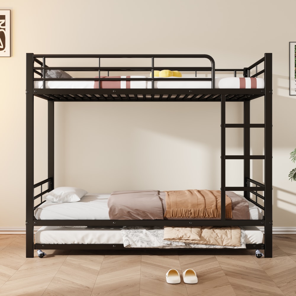 Etagenbett aus Metall mit Ausziehbett und Leiter 90x200 cm,