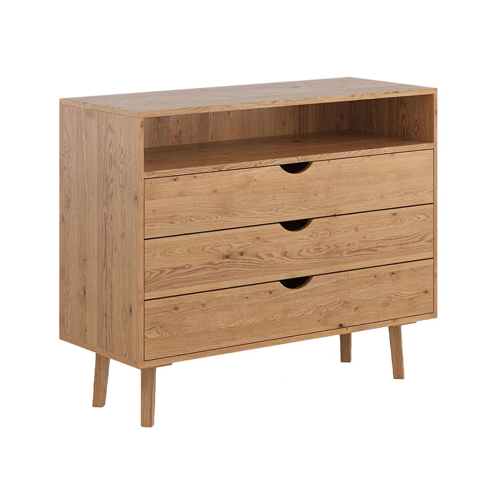 Feldmann-Wohnen Kommode mit Schubladen aus Massivholz 110x40x90cm, eiche natur style modern Braun