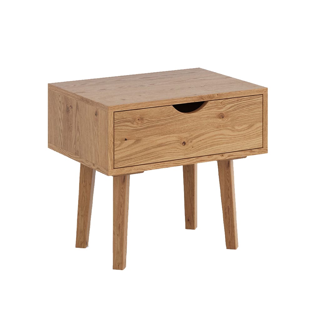 Feldmann-Wohnen Nachtkonsole mit Schublade aus Massivholz 55x40x50cm, eiche natur style modern Braun