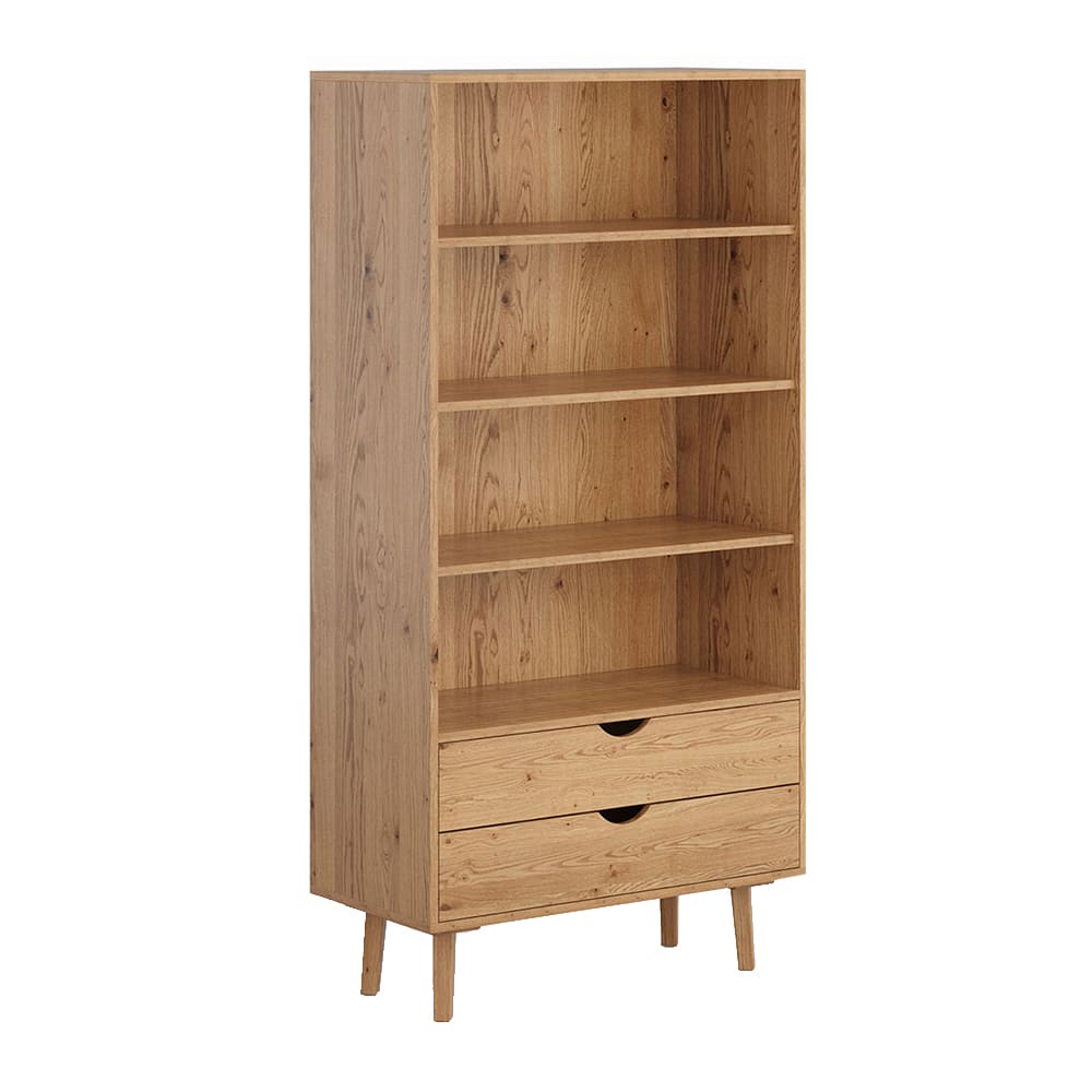 Feldmann-Wohnen Bücherregal mit Schubladen aus Massivholz 90x40x180cm, eiche natur style modern Braun