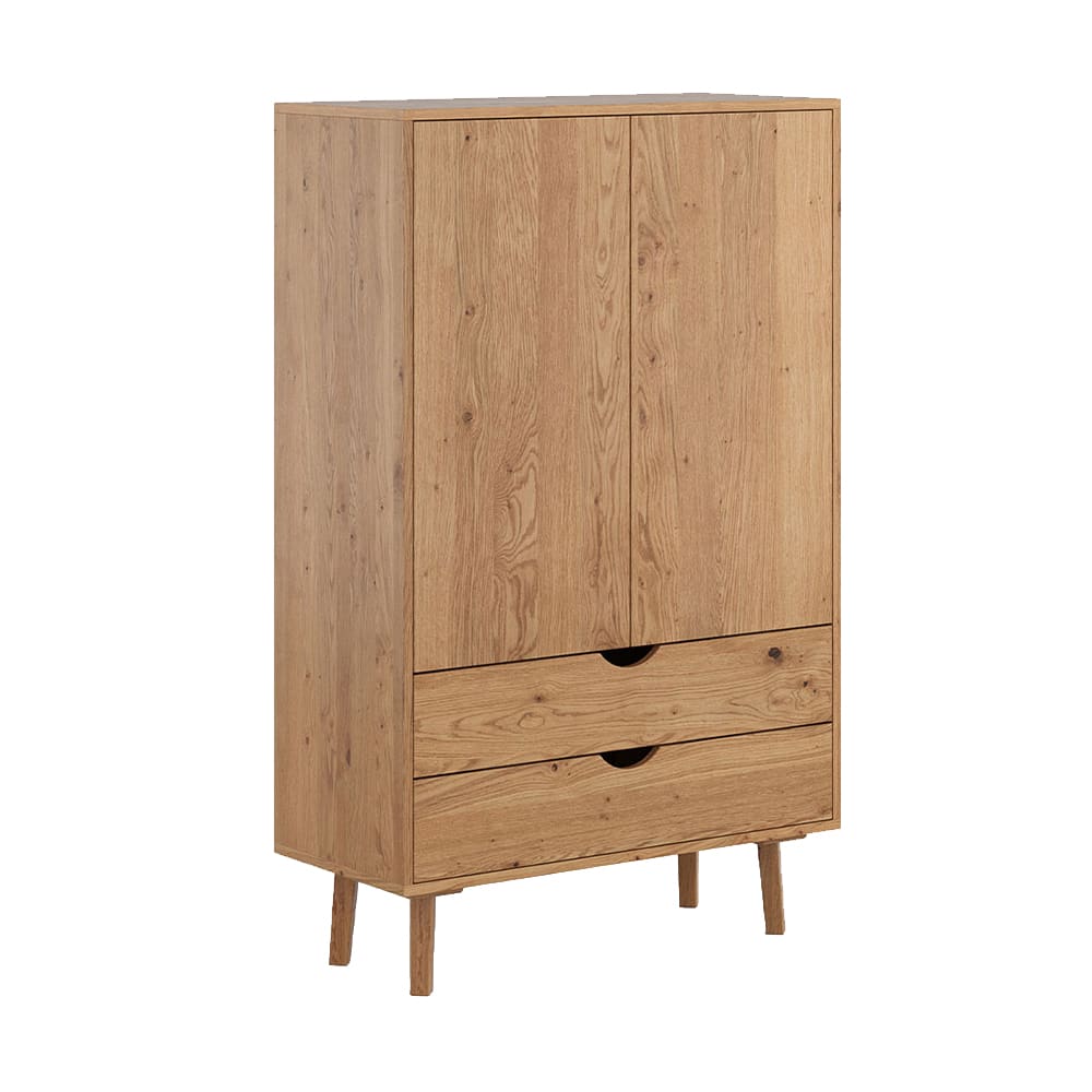 Feldmann-Wohnen Kleiderschrank mit Schubladen aus Massivholz 90x40x145cm, eiche natur style modern Braun