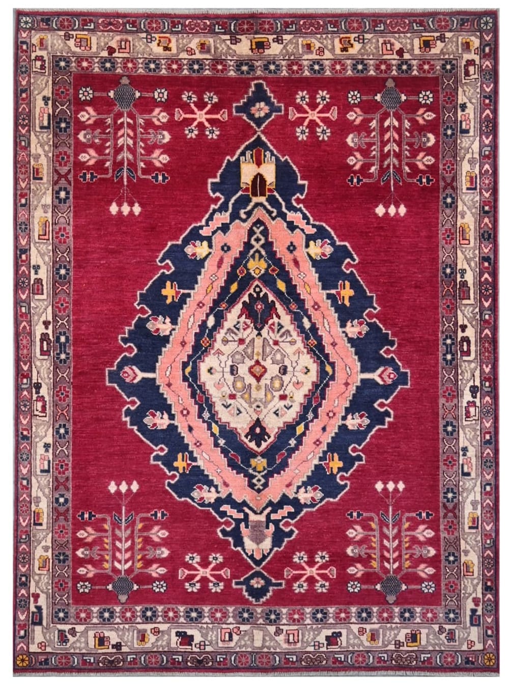 Carpet Living Orientalischer handgeknüpfter Teppich aus bunter Wolle 242x170 cm Mehrfarbig Wolle
