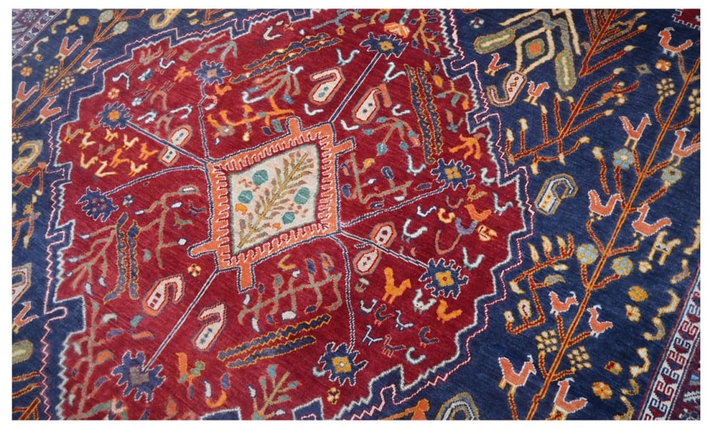 Orientalischer handgeknüpfter Teppich aus bunter Wolle 302x244 cm