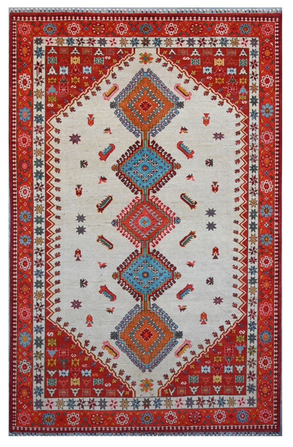 Carpet Living Orientalischer handgeknüpfter Teppich aus bunter Wolle 306x196 cm Mehrfarbig Wolle