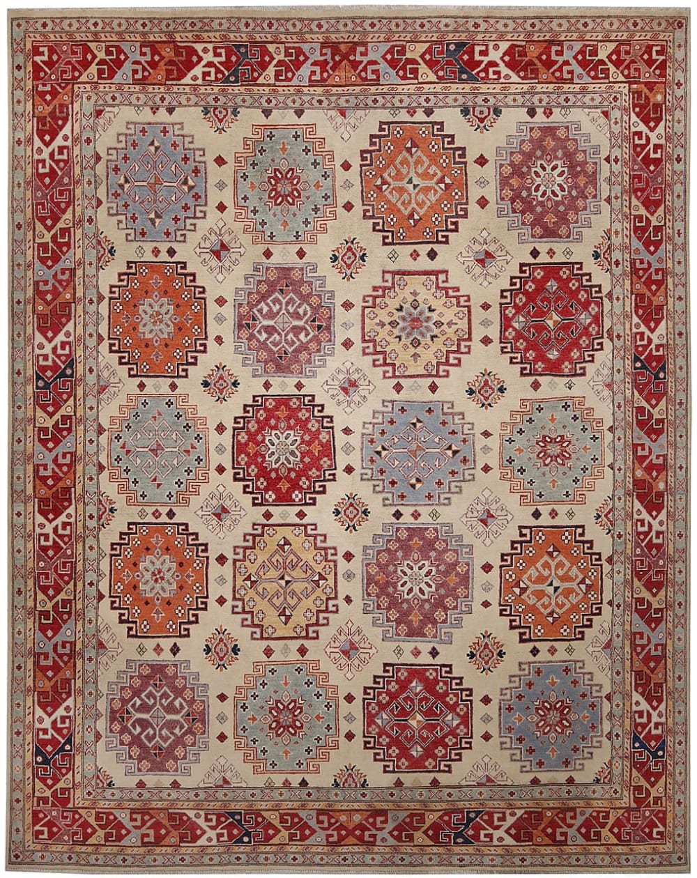 Carpet Living Orientalischer handgeknüpfter Teppich aus bunter Wolle 315x248 cm Mehrfarbig Wolle