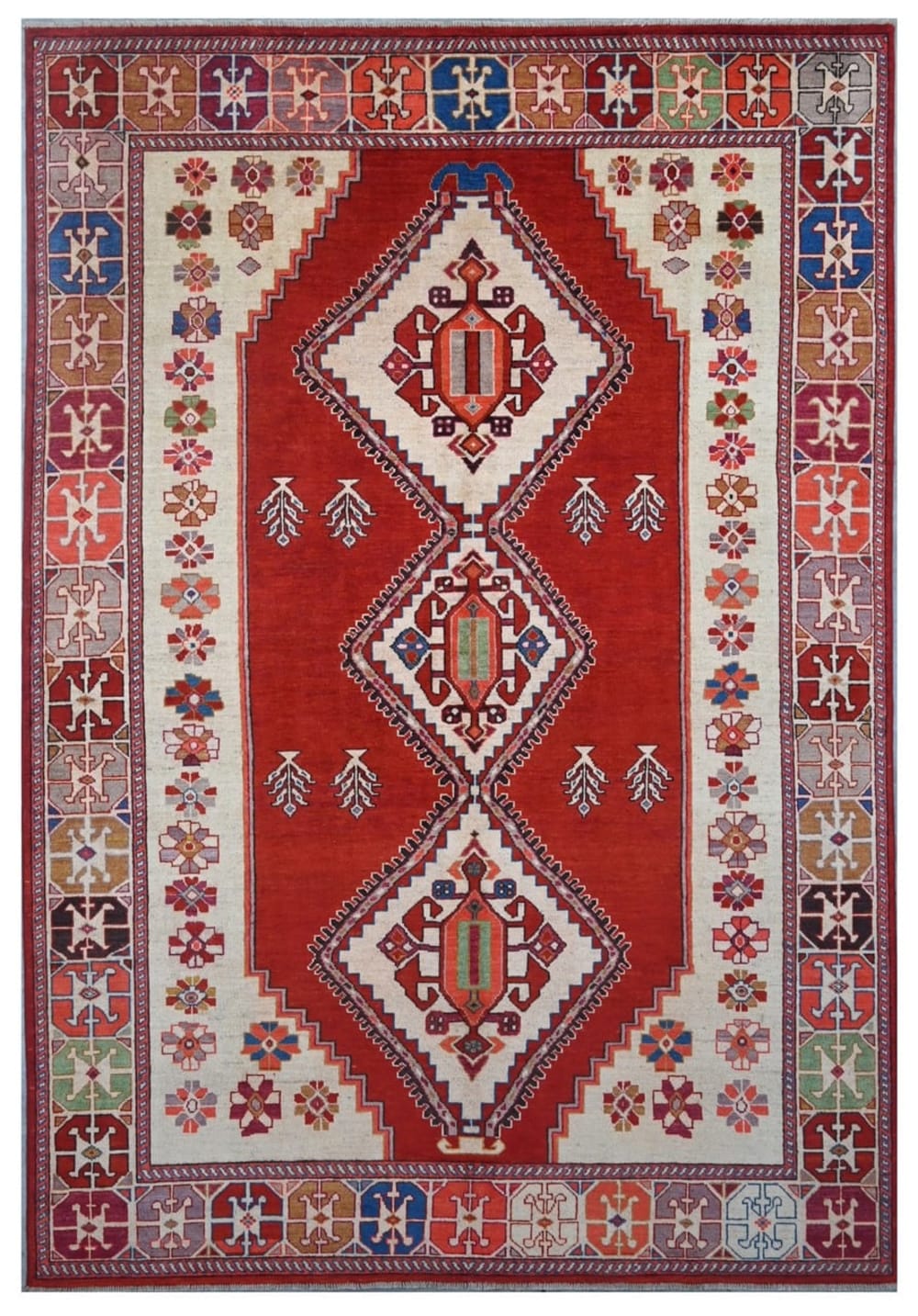 Carpet Living Orientalischer handgeknüpfter Teppich aus bunter Wolle 297x200 cm Mehrfarbig Wolle