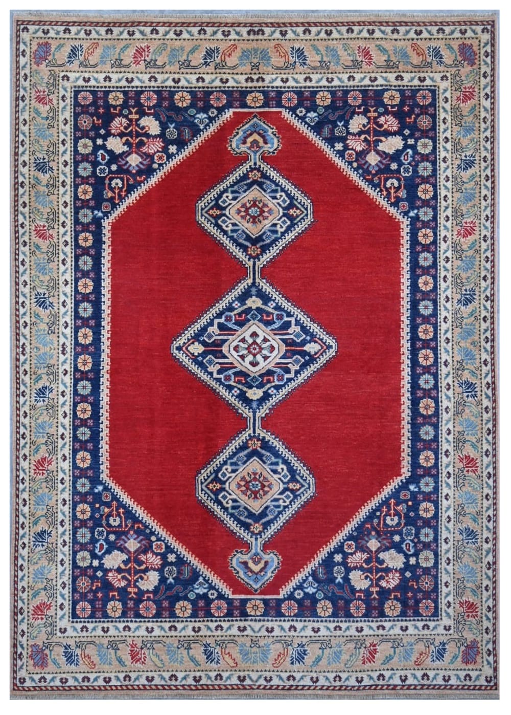 Carpet Living Orientalischer handgeknüpfter Teppich aus bunter Wolle 247x174 cm Mehrfarbig Wolle