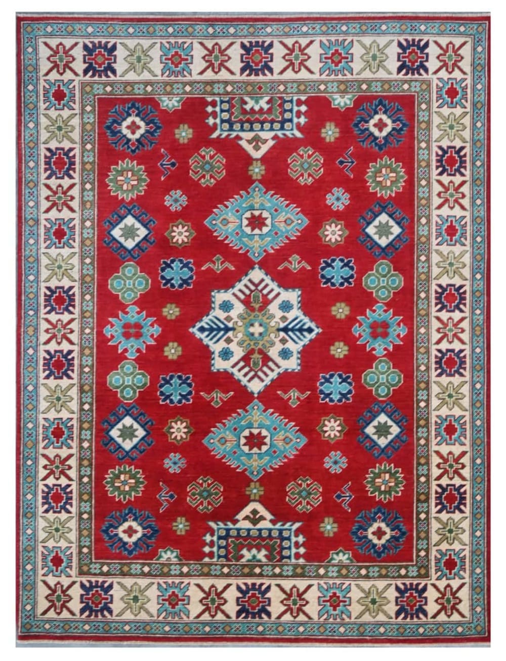Carpet Living Orientalischer handgeknüpfter Teppich aus bunter Wolle 203x150 cm Mehrfarbig Wolle