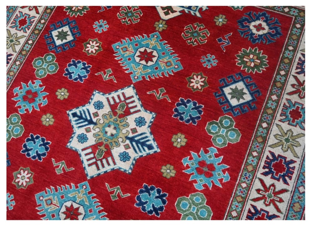 Orientalischer handgeknüpfter Teppich aus bunter Wolle 203x150 cm