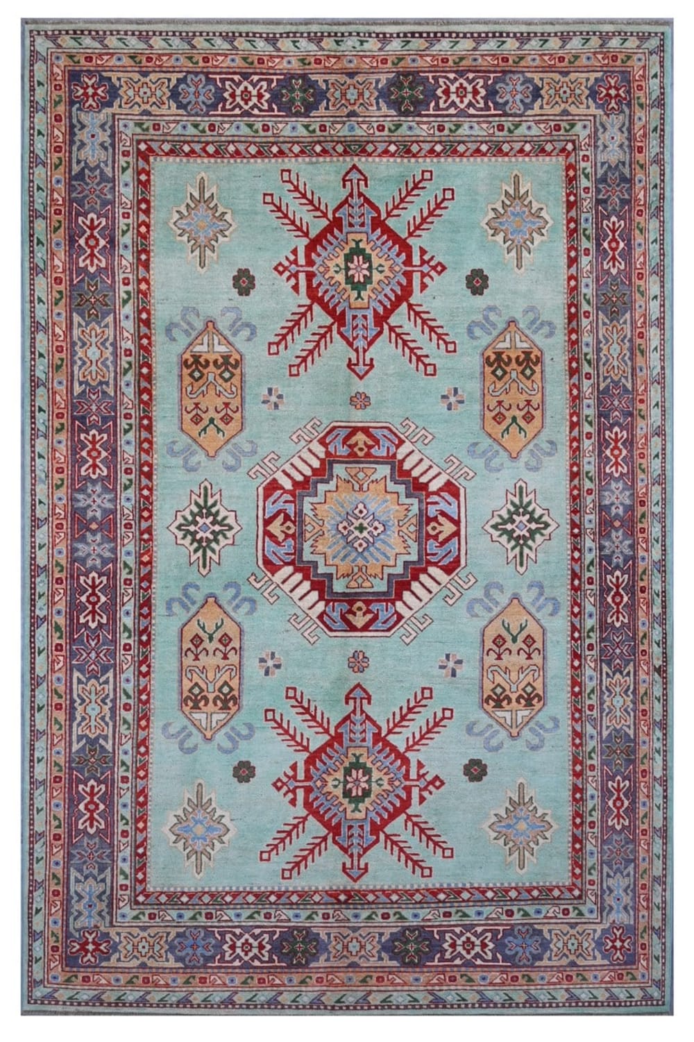 Carpet Living Orientalischer handgeknüpfter Teppich aus bunter Wolle 303x194 cm Mehrfarbig Wolle