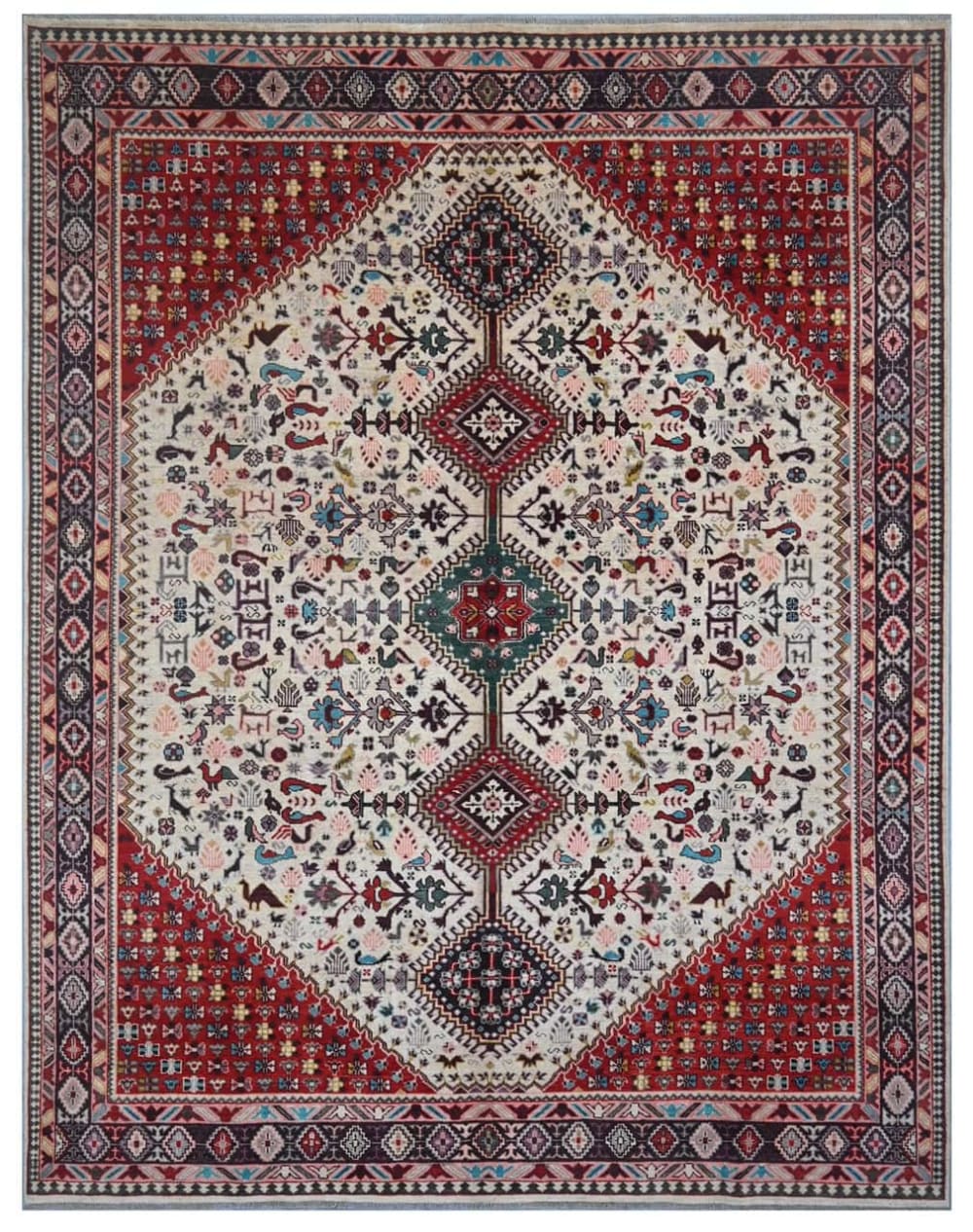 Carpet Living Orientalischer handgeknüpfter Teppich aus bunter Wolle 305x238 cm Mehrfarbig Wolle