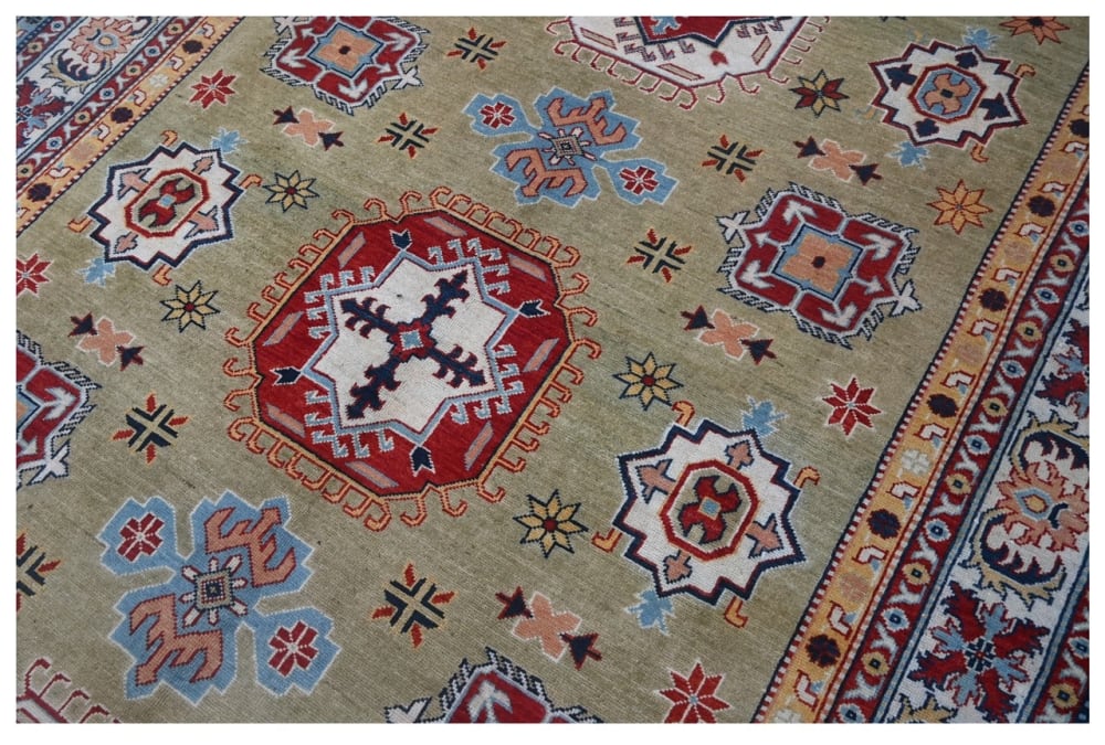 Orientalischer handgeknüpfter Teppich aus bunter Wolle 294x197 cm