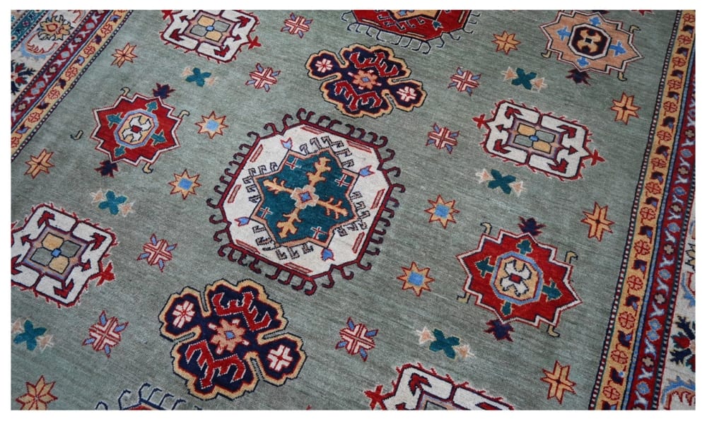 Orientalischer handgeknüpfter Teppich aus bunter Wolle 297x245 cm