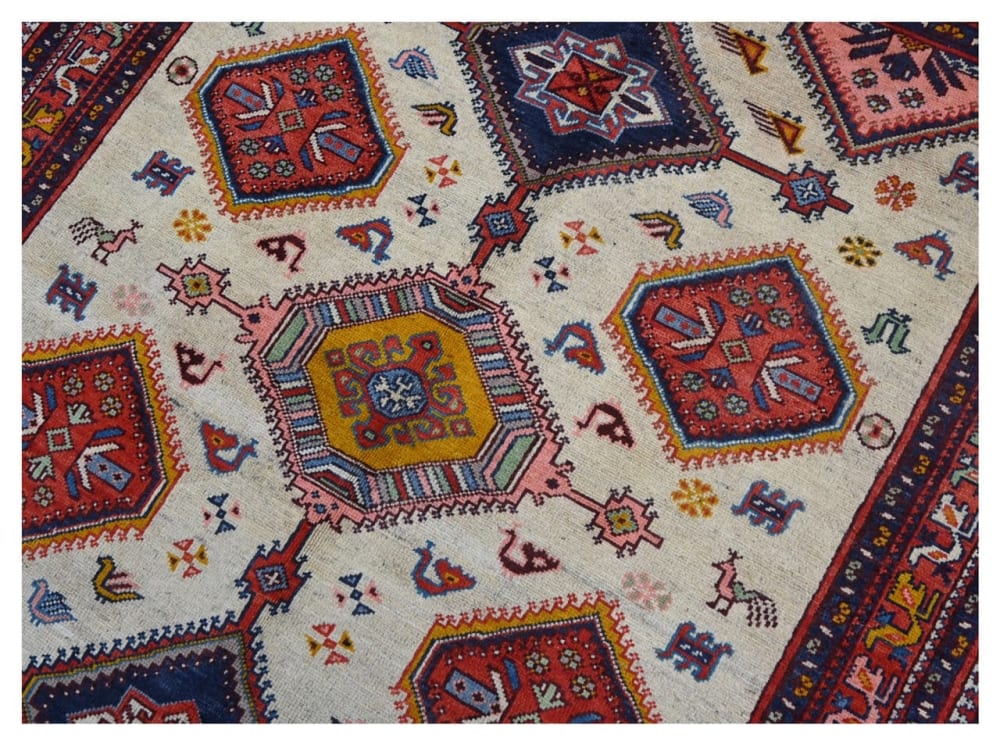 Orientalischer handgeknüpfter Teppich aus bunter Wolle 201x149 cm