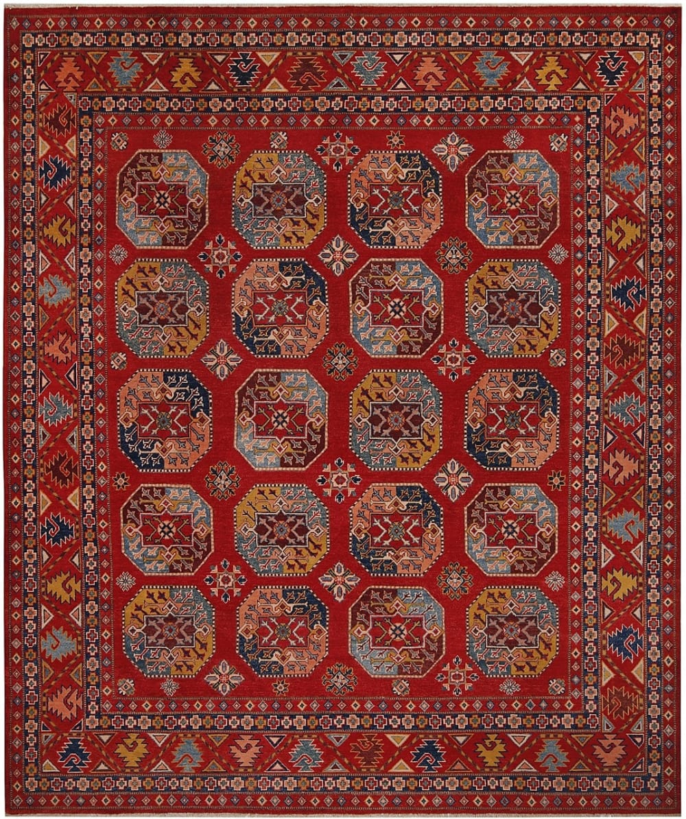 Carpet Living Orientalischer handgeknüpfter Teppich aus bunter Wolle 296x245 cm Mehrfarbig Wolle