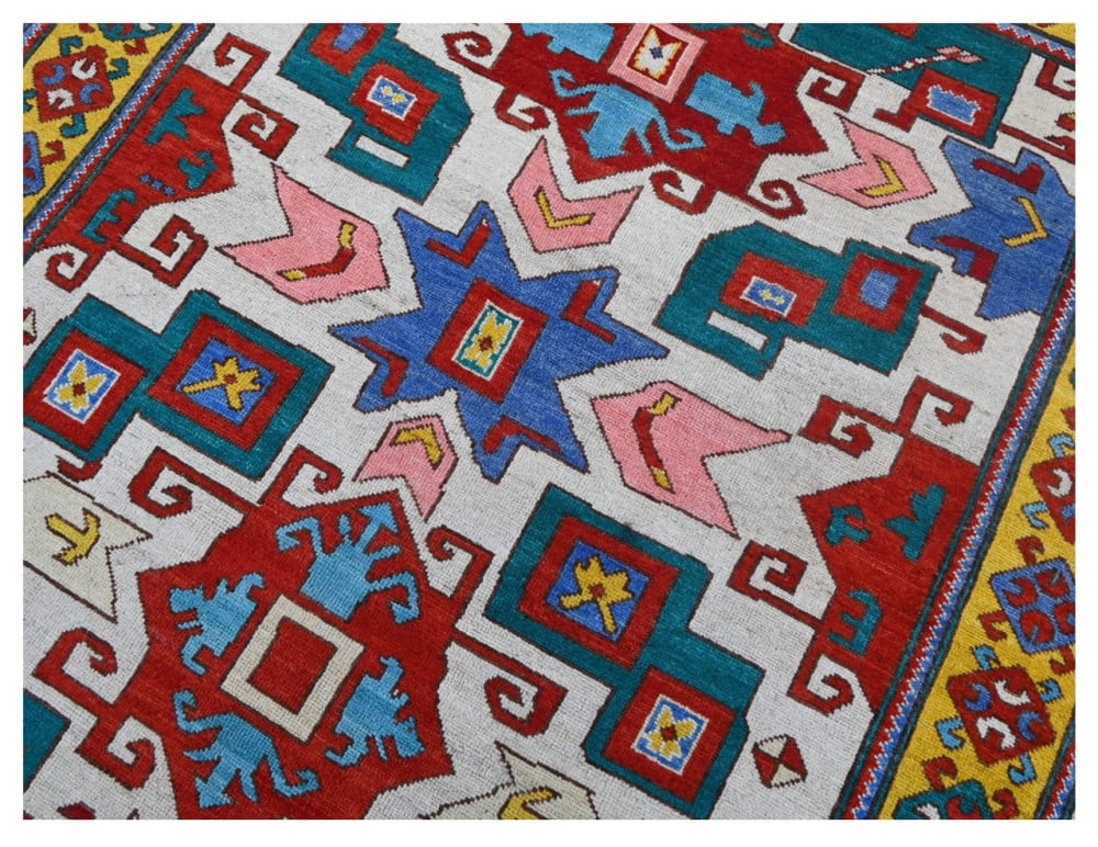 Orientalischer handgeknüpfter Teppich aus bunter Wolle 194x150 cm