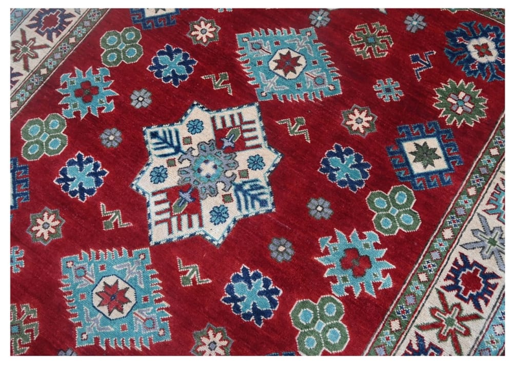 Orientalischer handgeknüpfter Teppich aus bunter Wolle 202x149 cm
