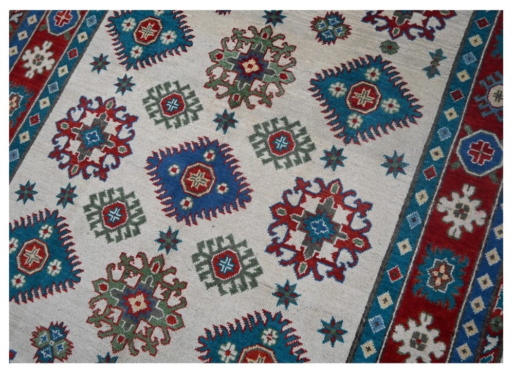 Orientalischer handgeknüpfter Teppich aus bunter Wolle 209x147 cm