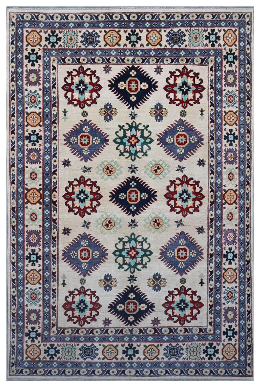 Carpet Living Orientalischer handgeknüpfter Teppich aus bunter Wolle 296x194 cm Mehrfarbig Wolle