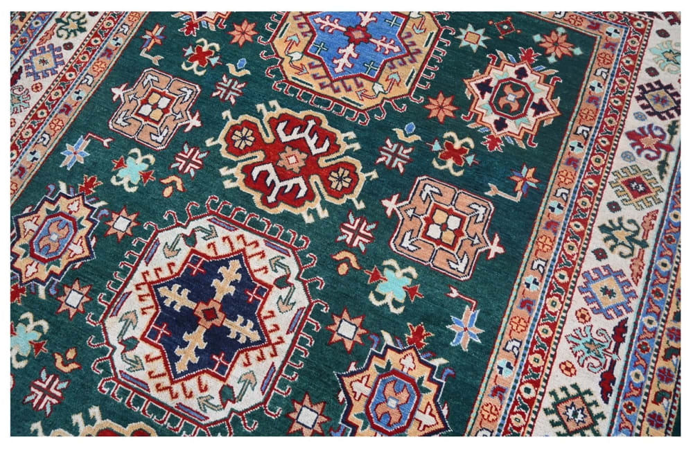 Orientalischer handgeknüpfter Teppich aus bunter Wolle 302x200 cm