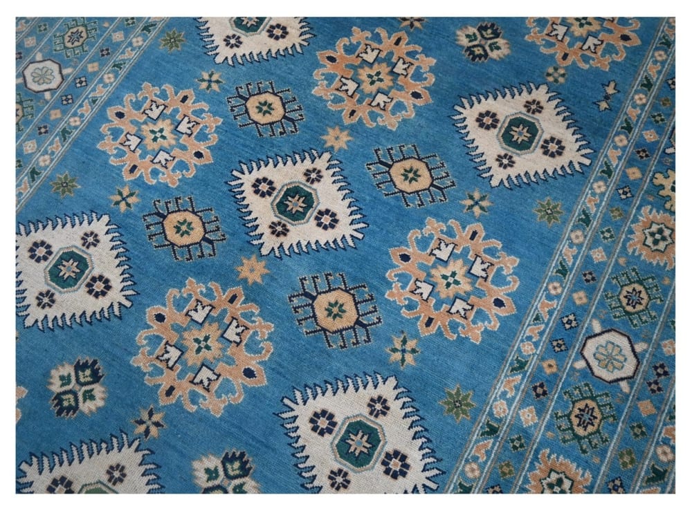Orientalischer handgeknüpfter Teppich aus bunter Wolle 243x172 cm