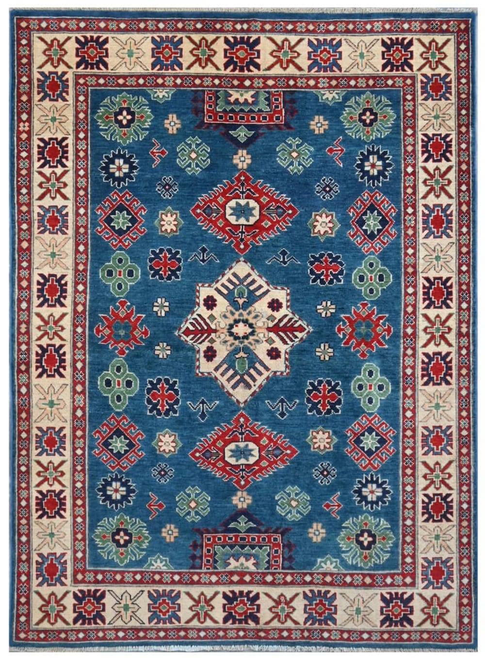 Carpet Living Orientalischer handgeknüpfter Teppich aus bunter Wolle 200x144 cm Mehrfarbig Wolle