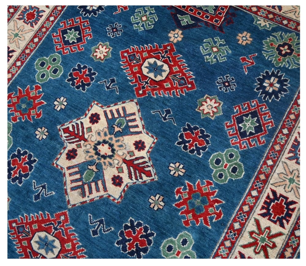 Orientalischer handgeknüpfter Teppich aus bunter Wolle 200x144 cm