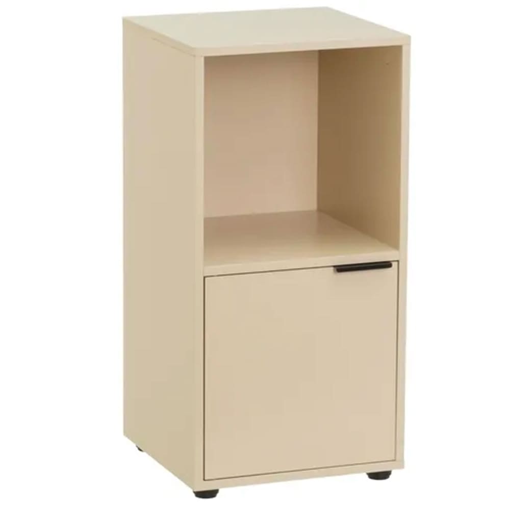 Table de chevet bois beige 1 placard + 1 étagère 31x29x61cm