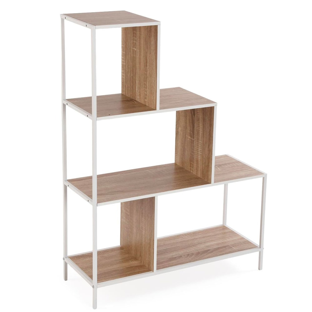 Étagère escalier métal blanc et bois 80x30x112.5cm Étagère escalier métal blanc et bois 80x30x112.5cm