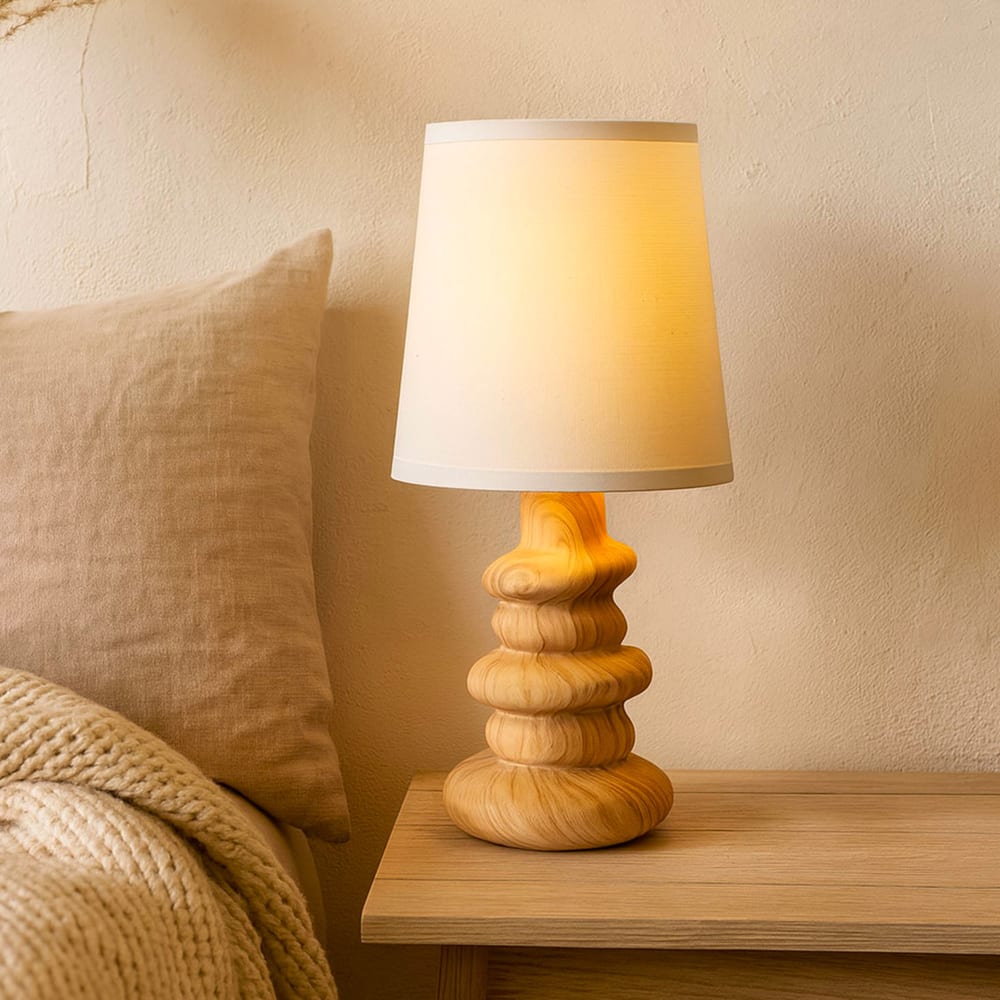Lampe à poser en céramique effet bois 17.5x17.5x36.5cm — vue 3