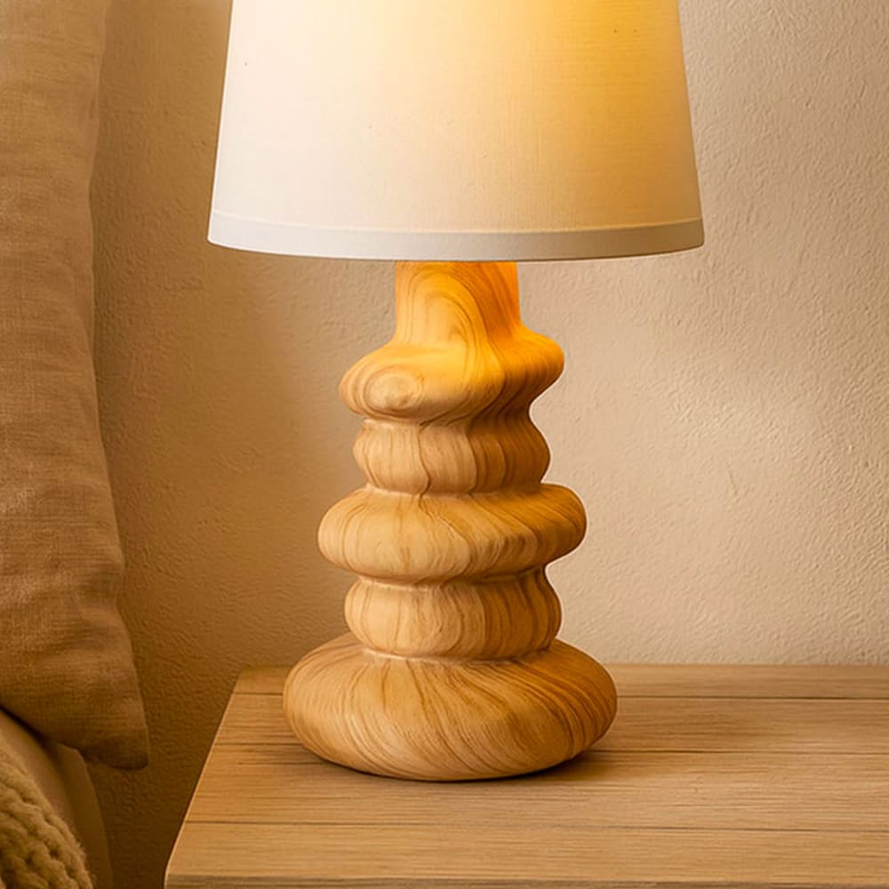 Lampe à poser en céramique effet bois 17.5x17.5x36.5cm — vue 4